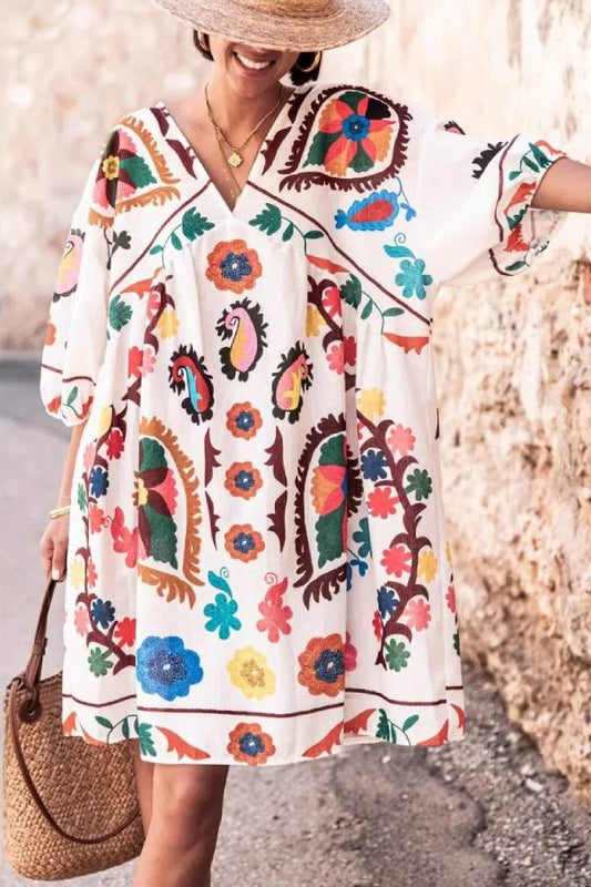 Loose Plus Size Women's Short Sleeve Mini Dress