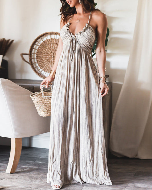 Boho Breeze Halter Maxi Dress